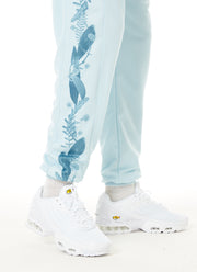 Pantalon Jogging Imprimé Feuillage TT Bleu